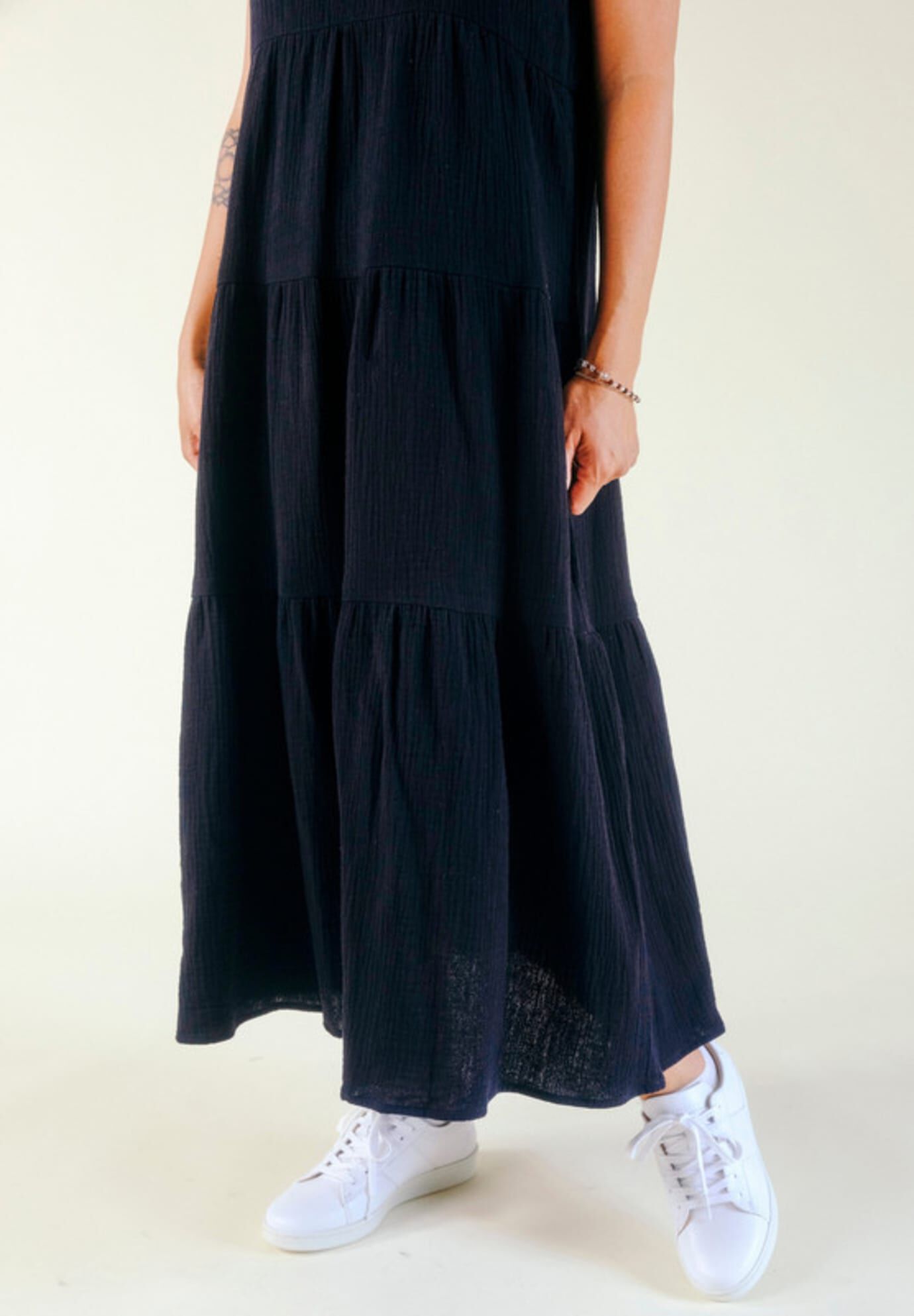 Plus Teresa Tiered Tank Dress, Black / Black, alternate image number 2