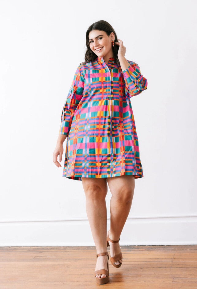 Que Paso Plaid Milly Dress, Plaid Multi / Hunter Green, hi-res image number null