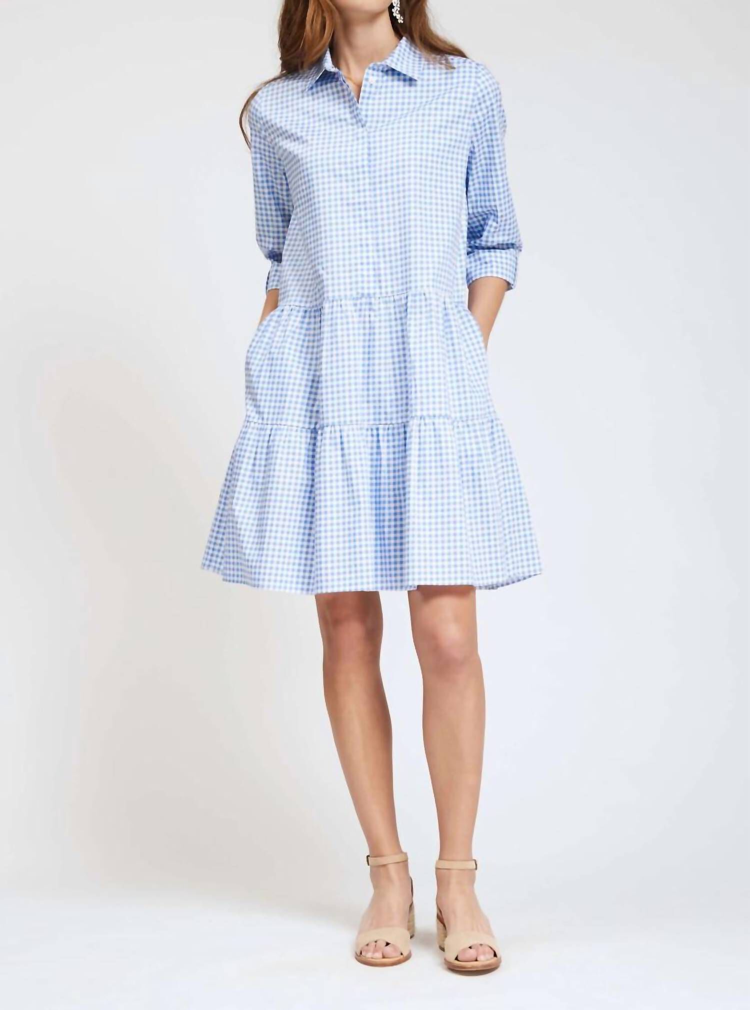 HANNAH GINGHAM DRESS IN MULTI, Multi / Light Blue, hi-res image number 0
