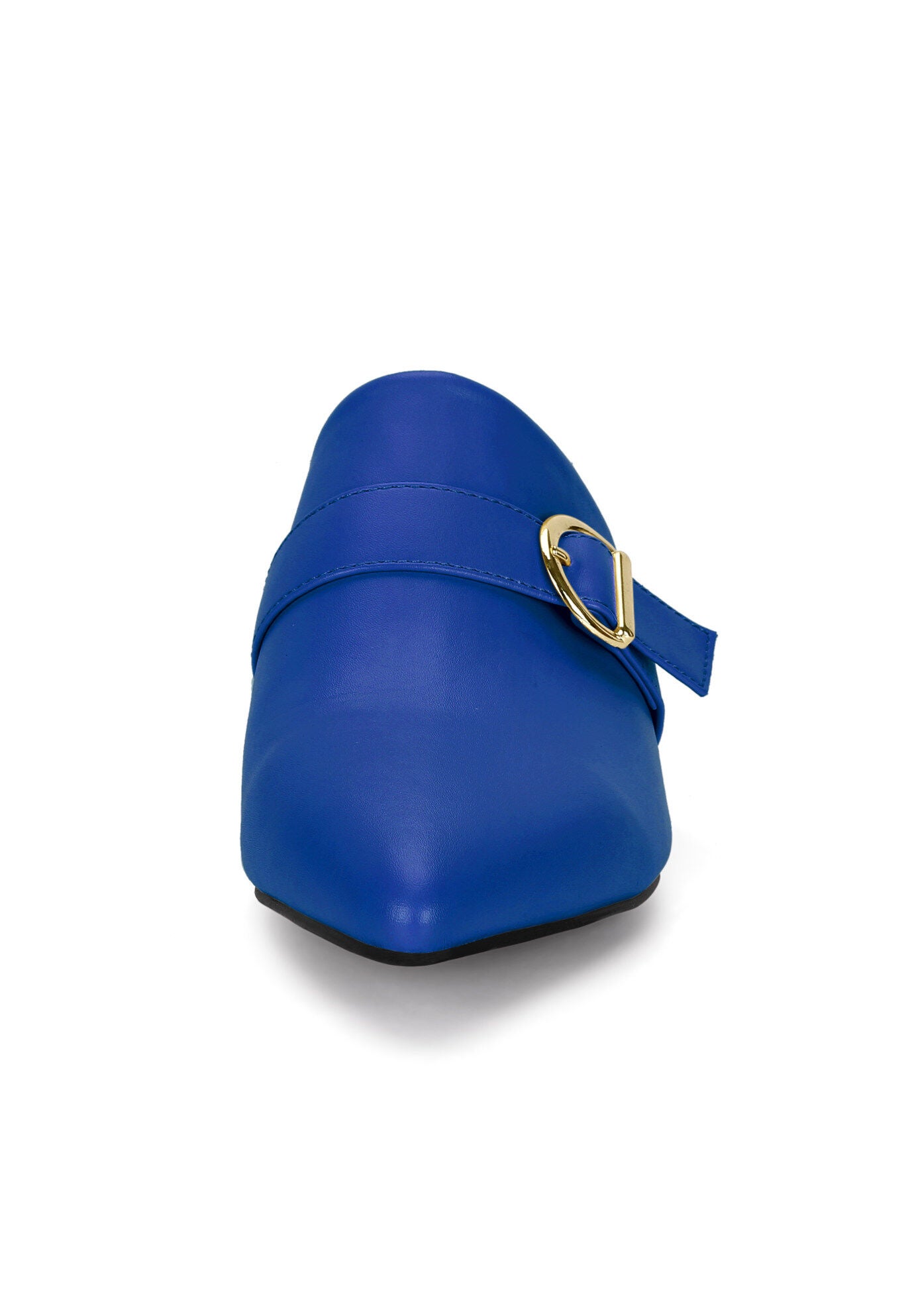 Pointed Toe Slip On Block Heel Sandals Mules, Blue / Royal Blue, alternate image number 1