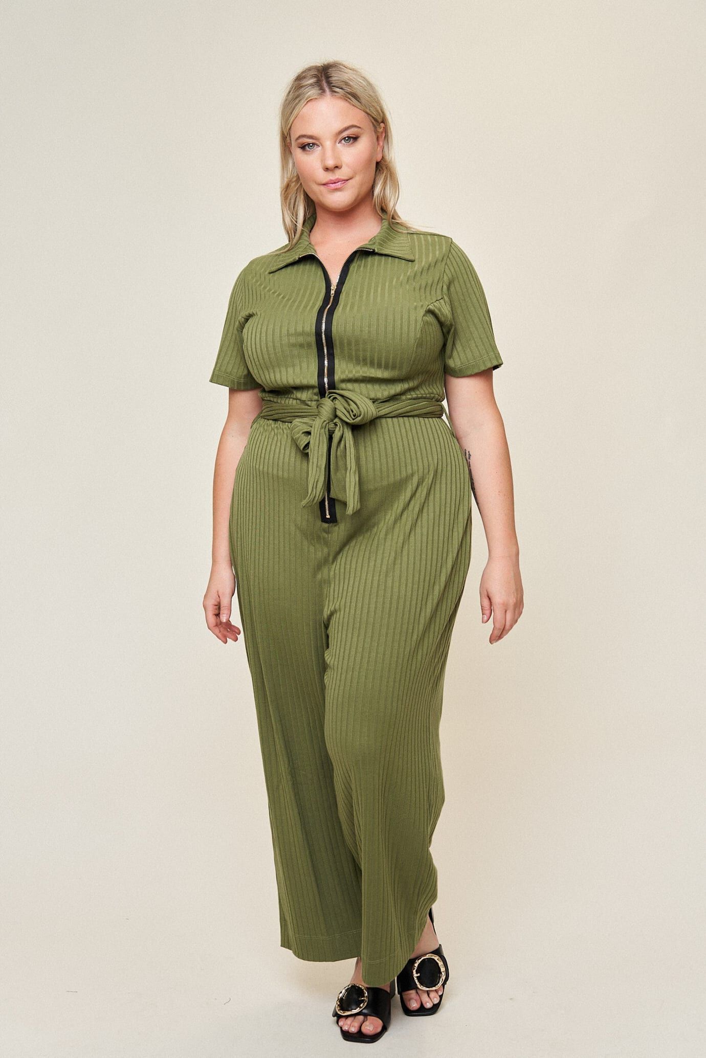Lucia Belted Jumpsuit, Olive / Olive Green, hi-res image number 0