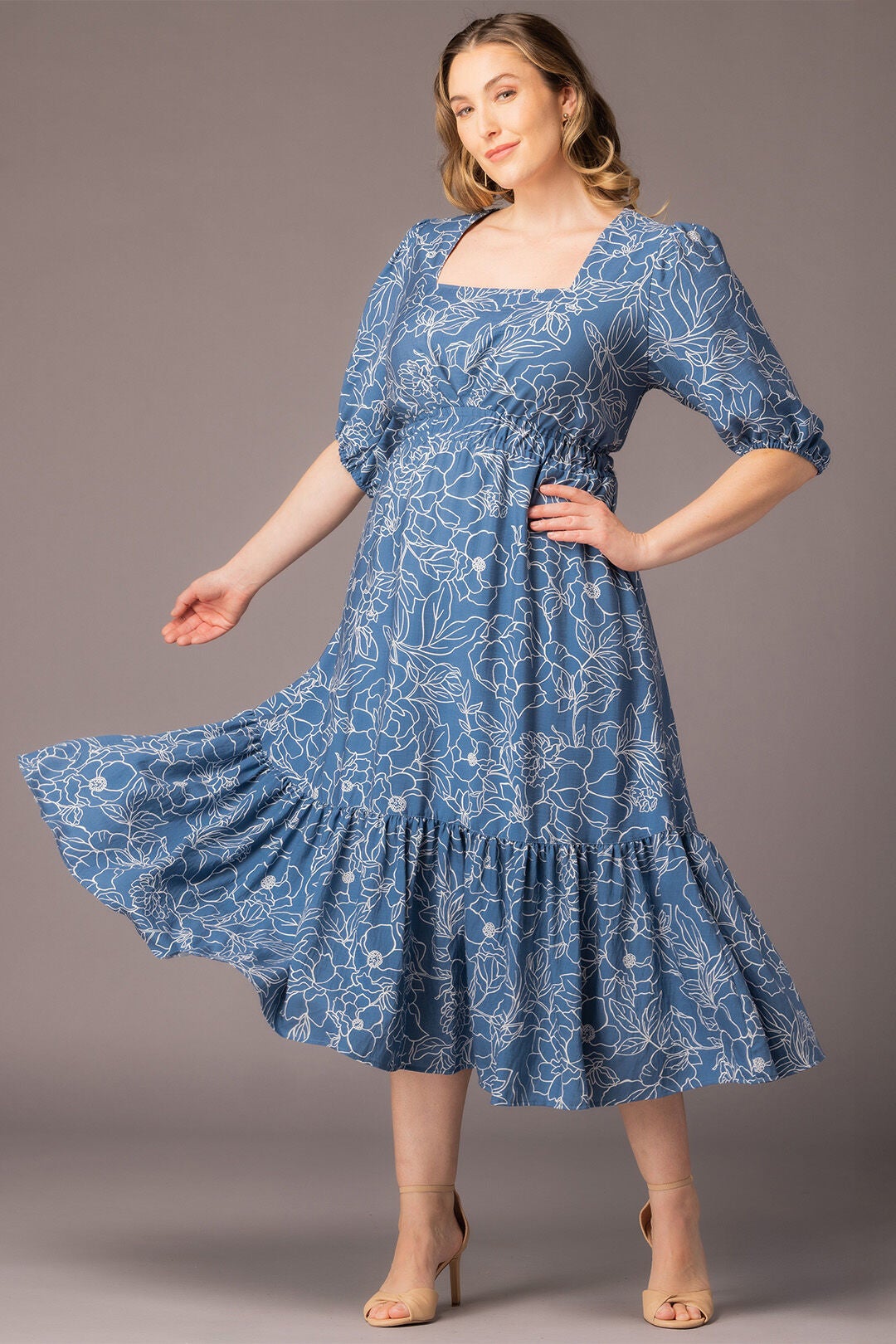 Bailey Square Neck Maxi Dress, Blue Floral Print / Light Blue, alternate image number 5