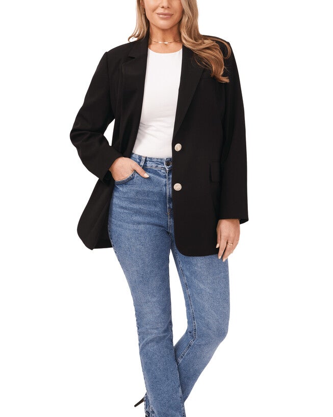 Kinsley Notch Collar Blazer, RICH BLACK / Black, alternate image number null