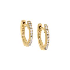 Diamond Huggie Earring  14K Gold 10 MM Pair