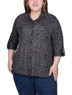 Long Sleeve Button Front Tunic Top
