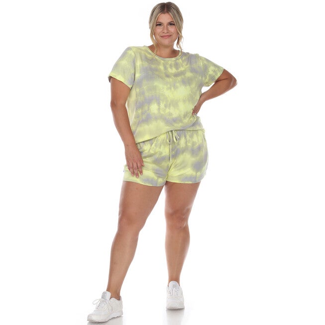 2 Piece Top & Shorts Lounge Set, GreyYellow / Yellow, hi-res image number 0