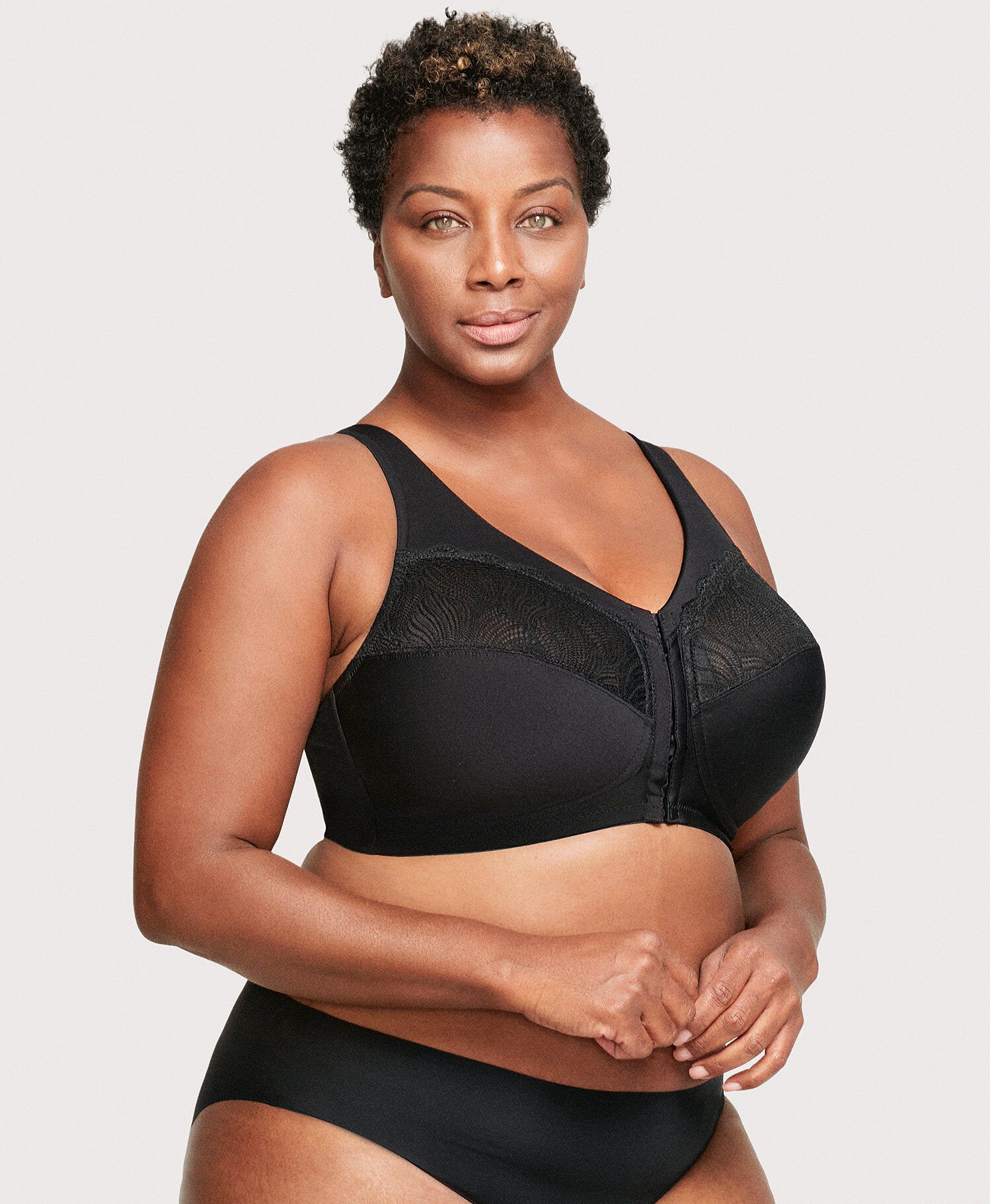 MagicLift Natural Shape Front-Closure Bra, Black / Black, alternate image number 1