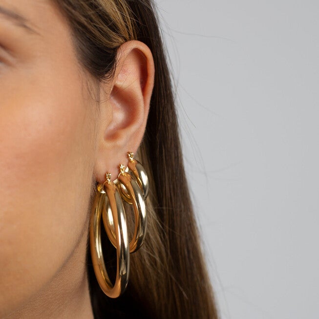 Adina's Chunky Hollow Hoop Earring Silver 35 MM, , alternate image number null