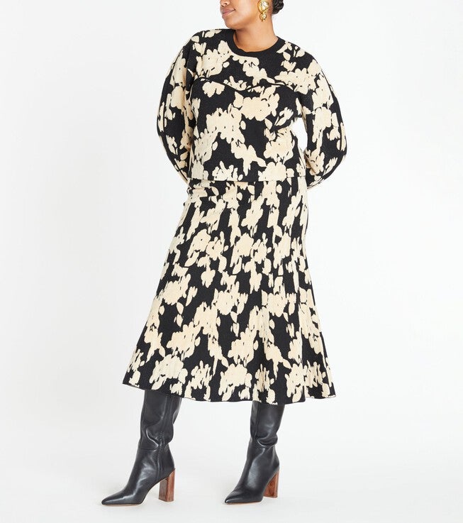 Ripley Knit Skirt, PebbleBlack / Cream, hi-res image number null