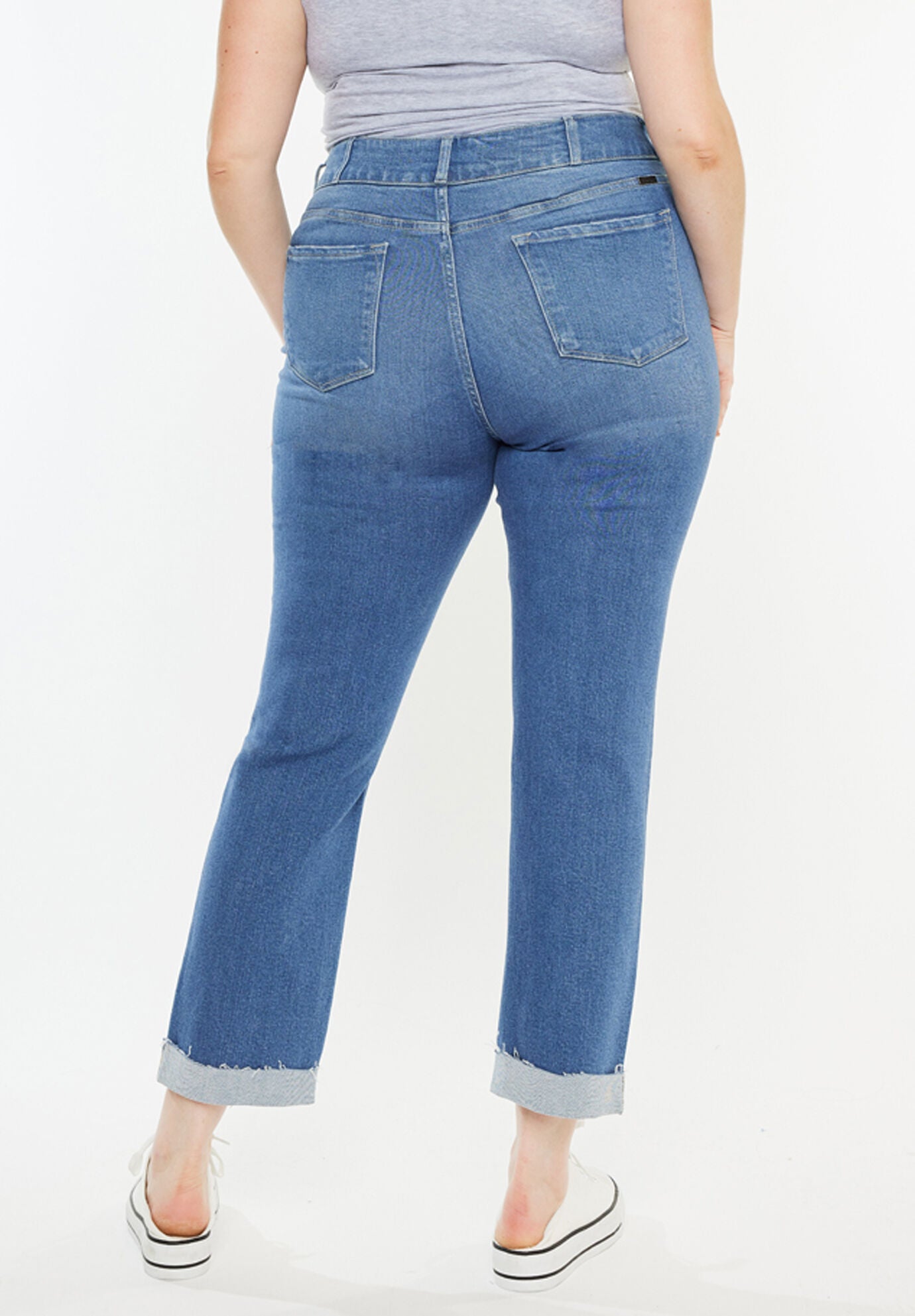 Esme Essentials High Rise Slim Straight Leg Jeans (Plus Size), Medium Wash / Medium Wash, alternate image number 4