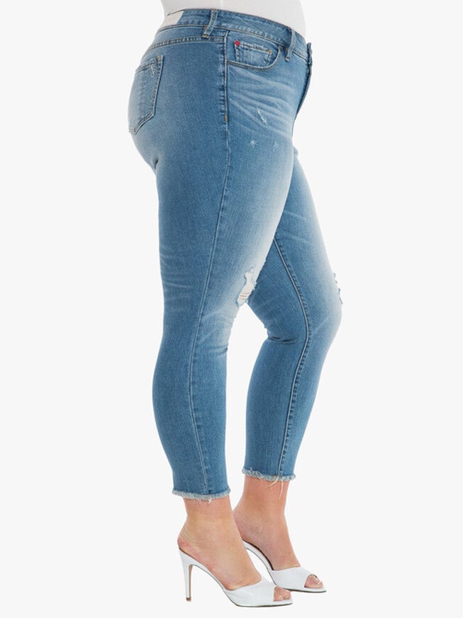 Skylar High Rise Frayed Hem Jeans, , alternate image number 4