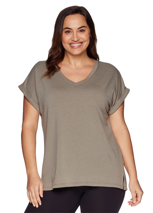 Plus Everyday V-Neck Tunic, Sage / Light Green, alternate image number null