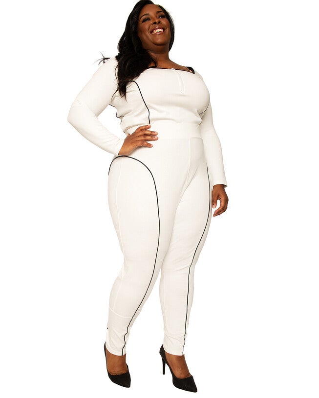 Sasha High Rise Ponte Knit Moto Slip Fit Leggings, IVORY / White, alternate image number 1