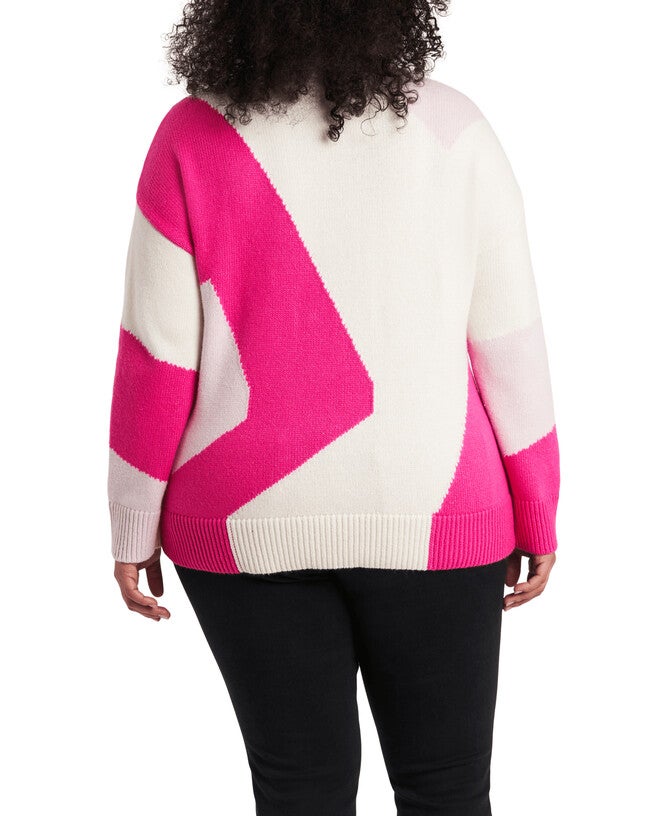 Madison Abstract Mock Neck Sweater, Legacy Pink / Pink, alternate image number 1