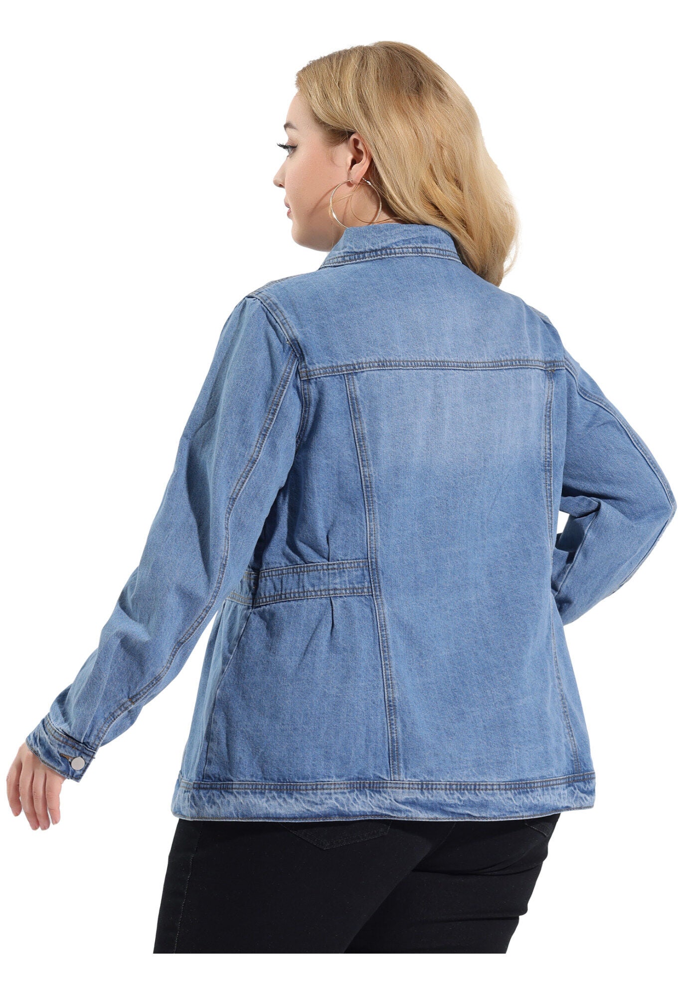 CLASSIC WASHED FRONT JEAN DENIM JACKET, Light Blue / Light Blue, alternate image number 3