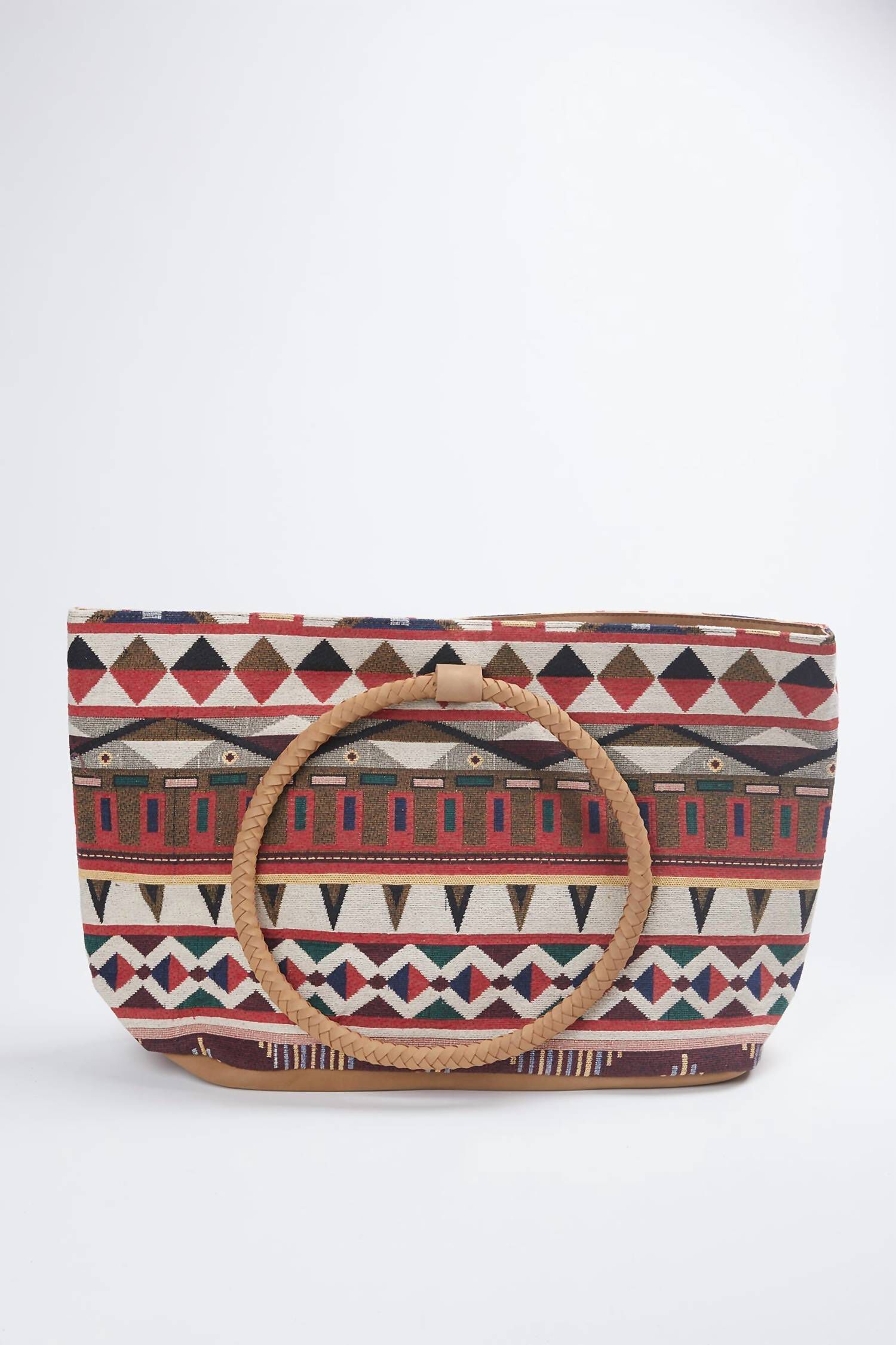 Tulum Handloom Leather Tote in Red, Red / Red, hi-res image number 0