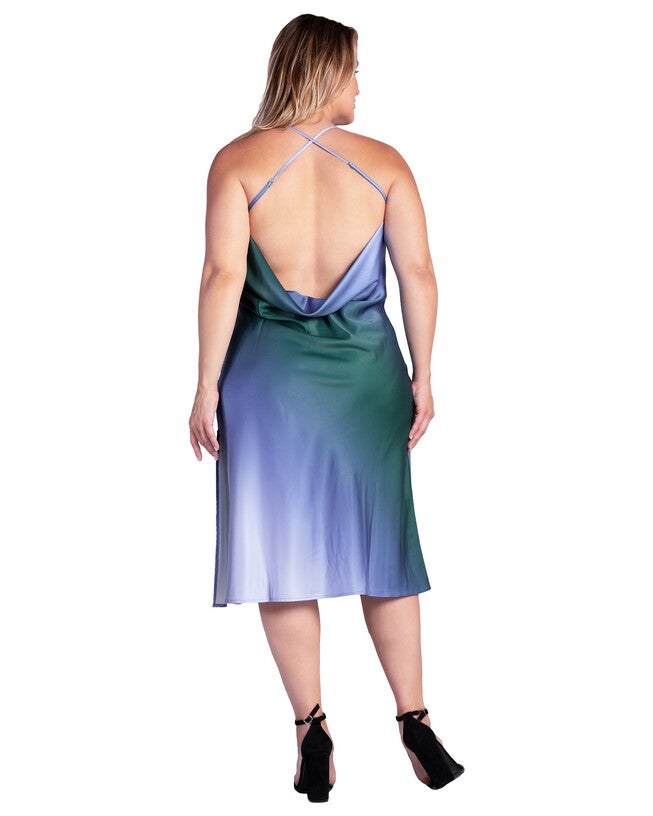 Avi Womens Plus Size Ombre Crimson Asymmetric Satin Slip Dress, , alternate image number 3