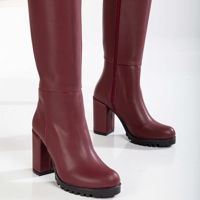 ALIZE - BURGUNDY CALF PLATFORM BOOTS, BURGUNDY / Burgundy, alternate image number 1