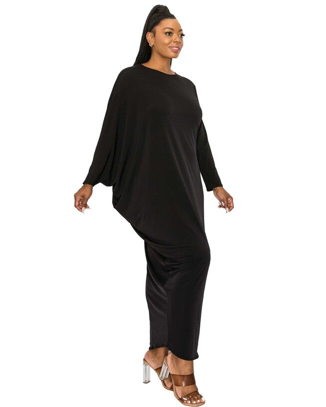 Louella Asymmetrical Maxi Dress, Black / Black, alternate image number 2