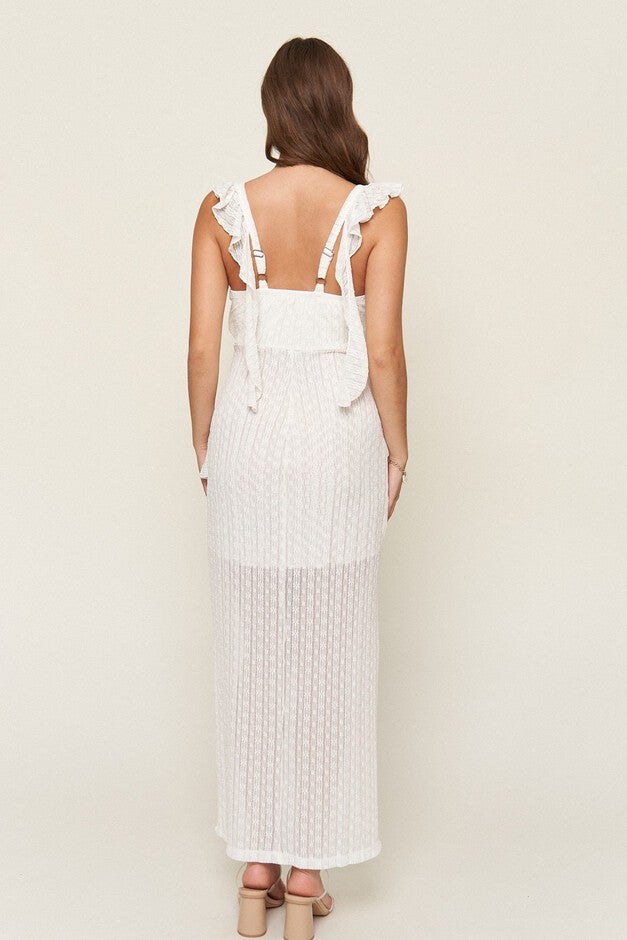 Maria Asymmetrical Lace Dress, White / White, alternate image number 3