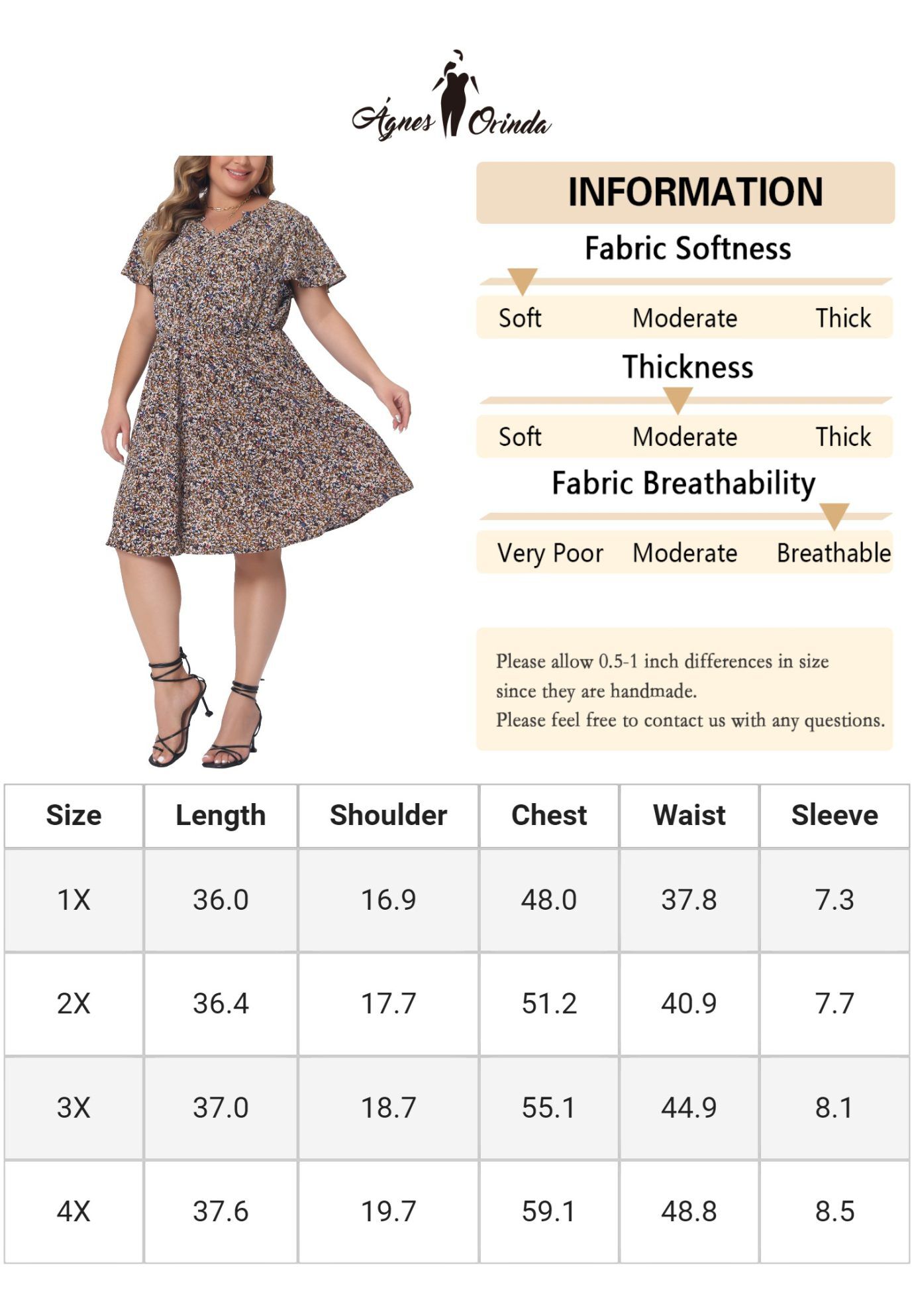 Boho Floral Notched V Neck Ruffle Sleeve A Line Midi Dress, Black / Black, alternate image number 4