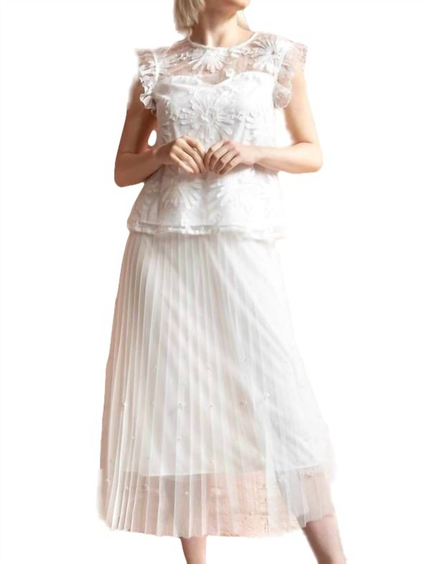LILA PEARL TULLE SKIRT IN IVORY, Ivory / White, hi-res image number 0