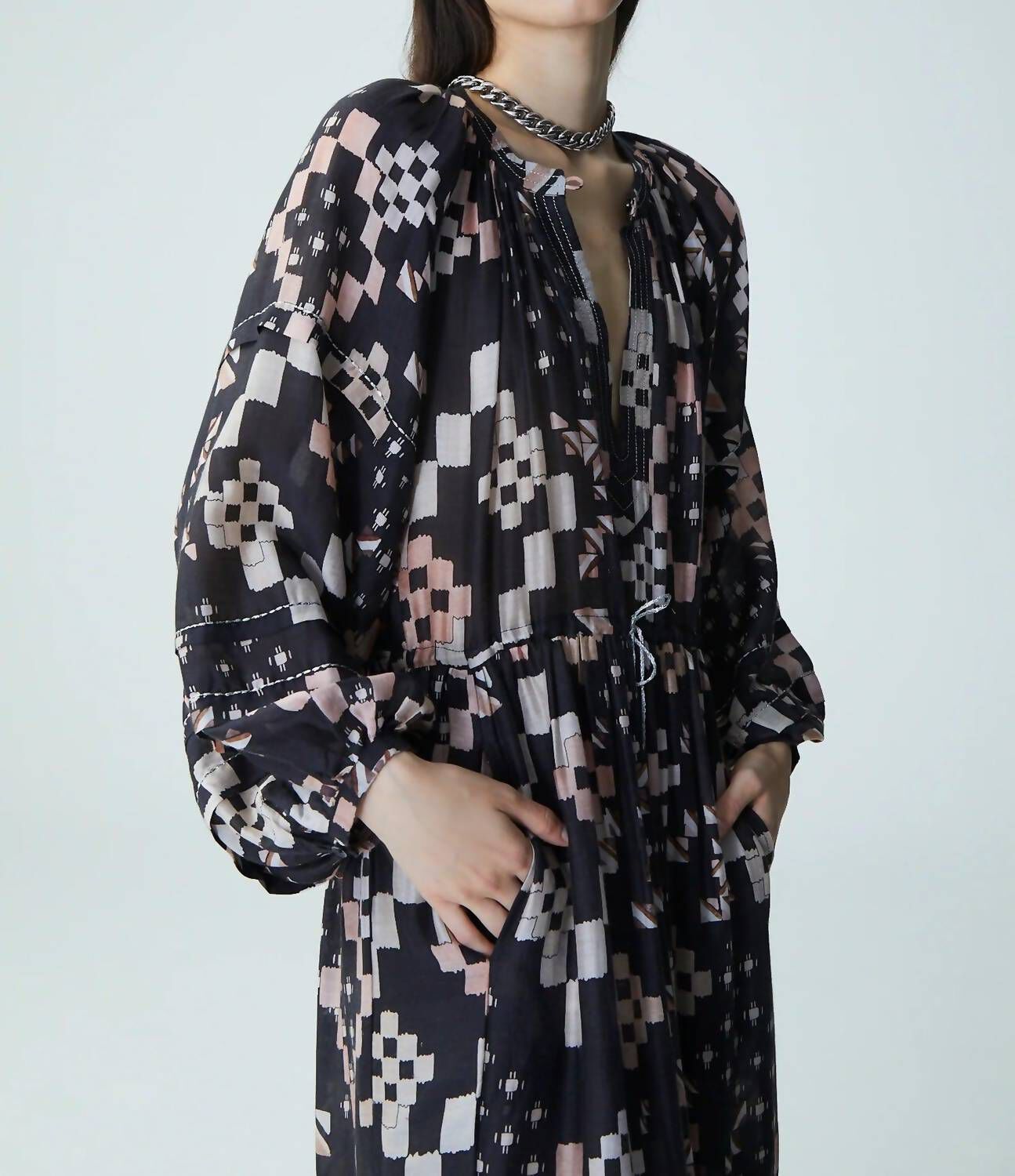 BERMEJO NERIS MIDI DRESS IN BLACK NIGHT, , alternate image number 5