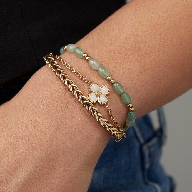 Four-Leaf Clover Stranded Bracelet Set, Gold / Gold, alternate image number 4