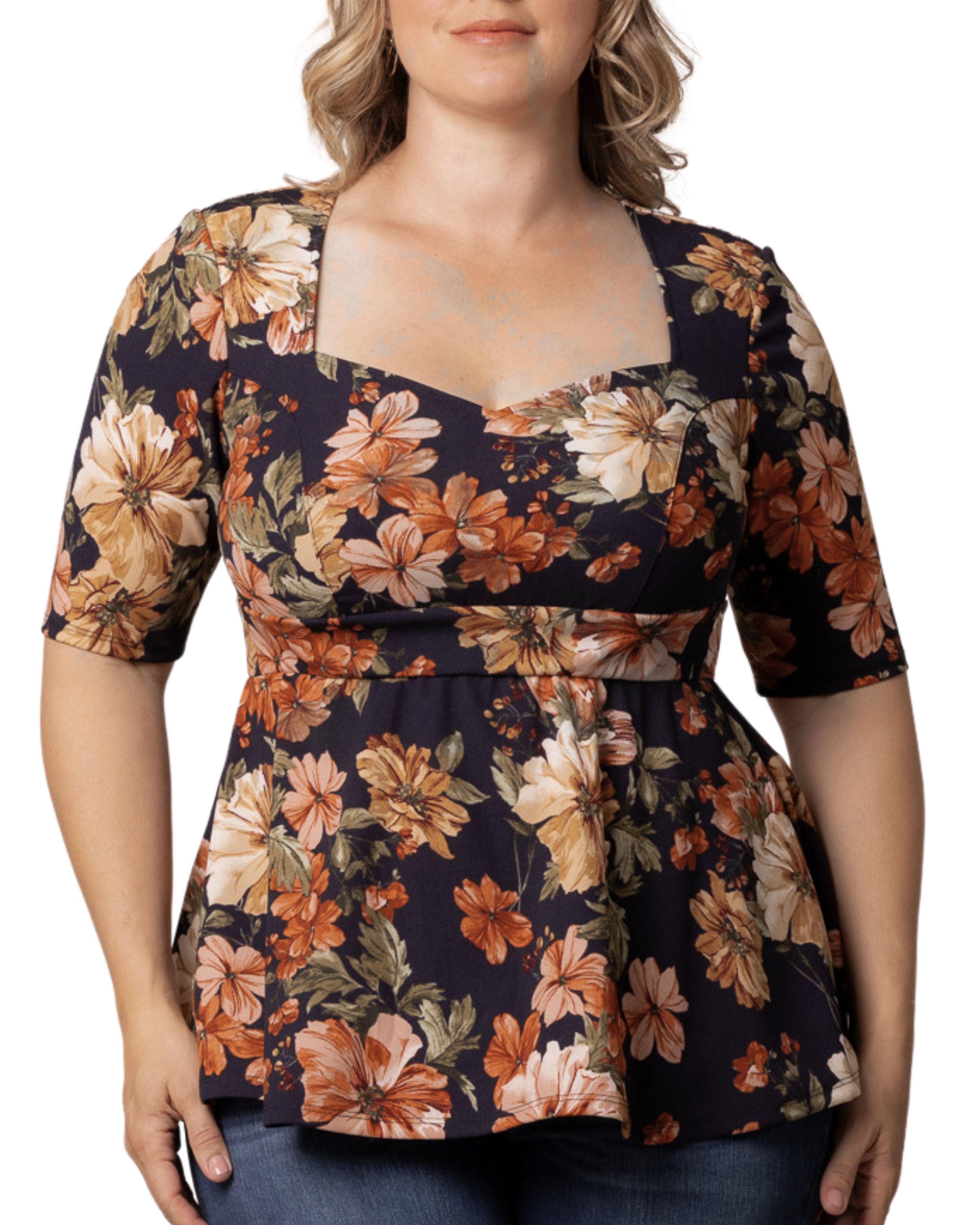 Posh Peplum Top, AUTUMN GARDEN / Orange, alternate image number 2