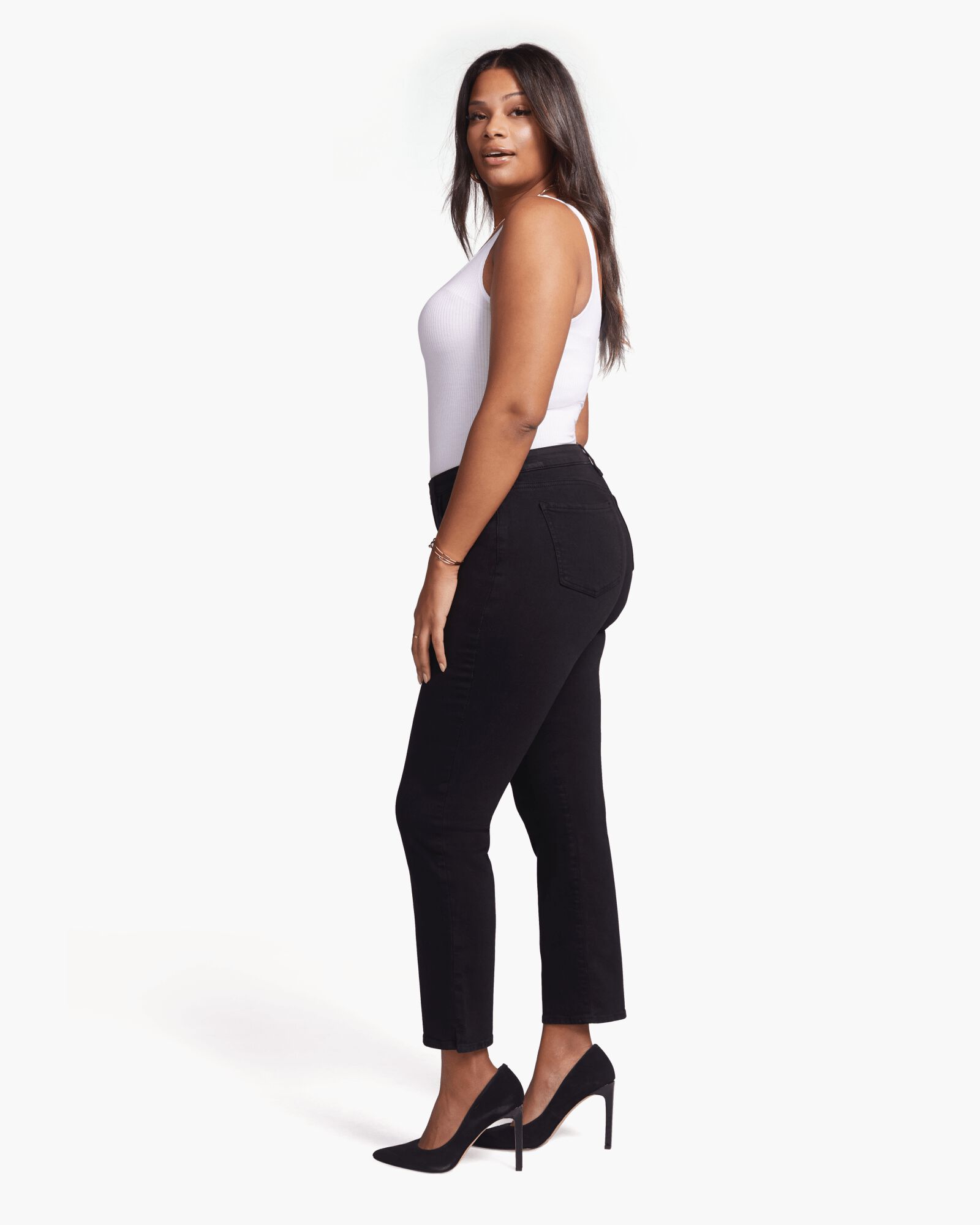 Slim Straight Ankle Jeans, Black / Black, alternate image number 1