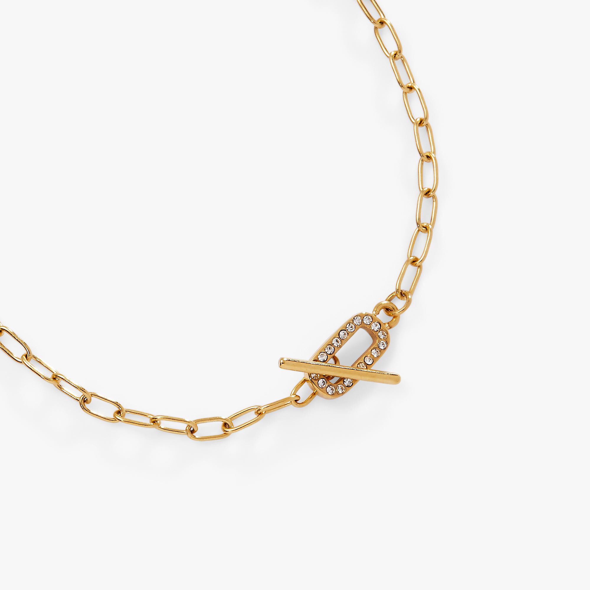 Crystal Pave Toggle Necklace, Gold / Gold, alternate image number 2