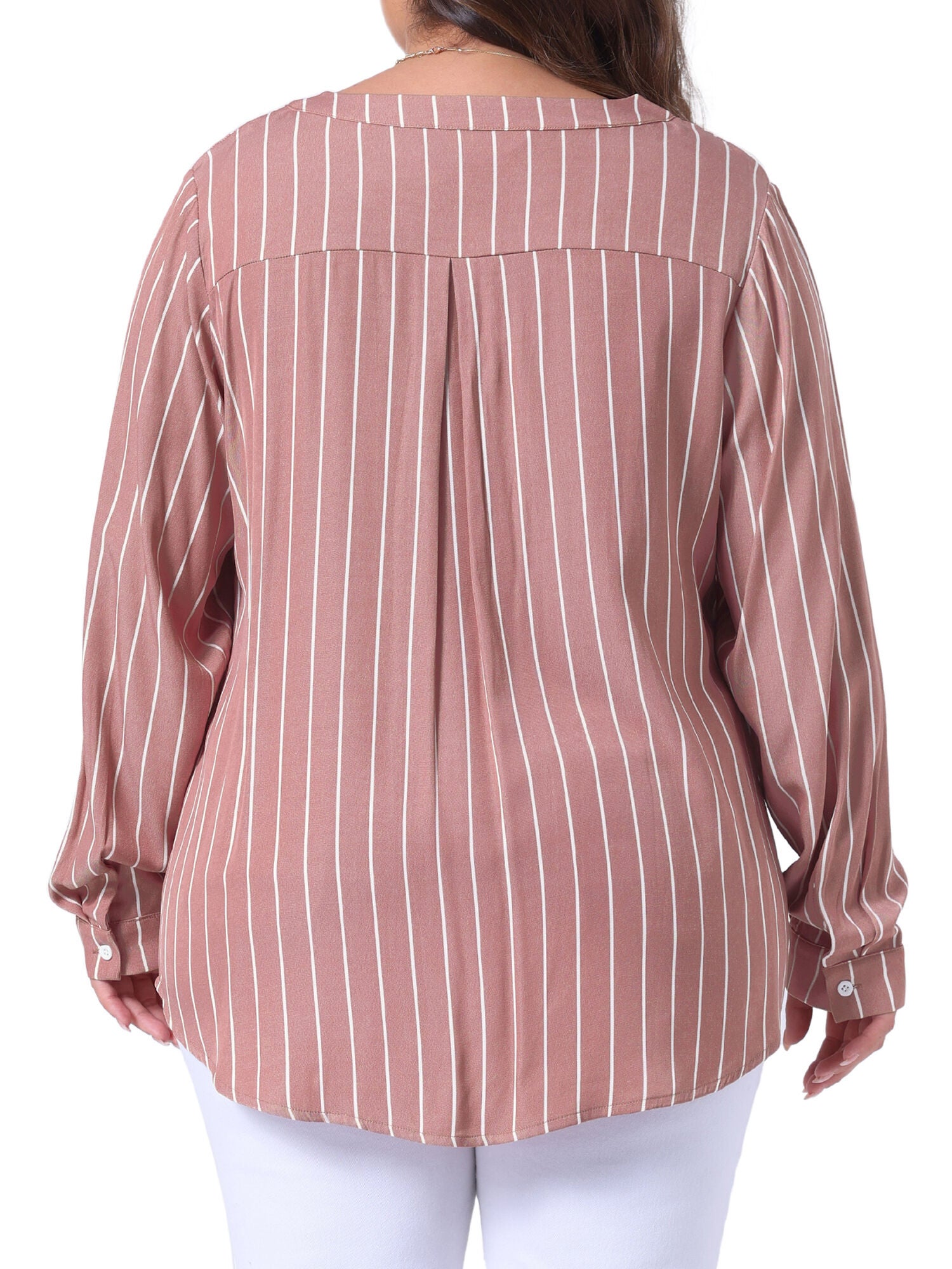 Long Sleeve Button Down Shirt Top, Pink / Pink, alternate image number 3