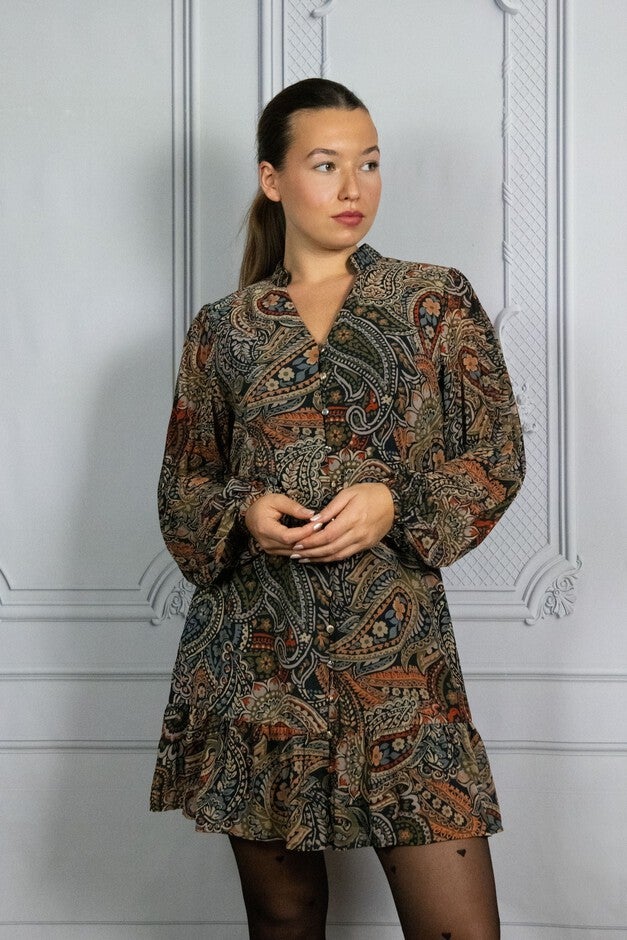 Annick - Gabrielle Short Dress Paisley Print, Brown / Brown, alternate image number 1