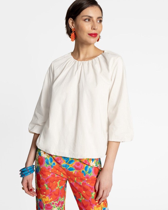 Emily Ruched Top, White / White, hi-res image number null