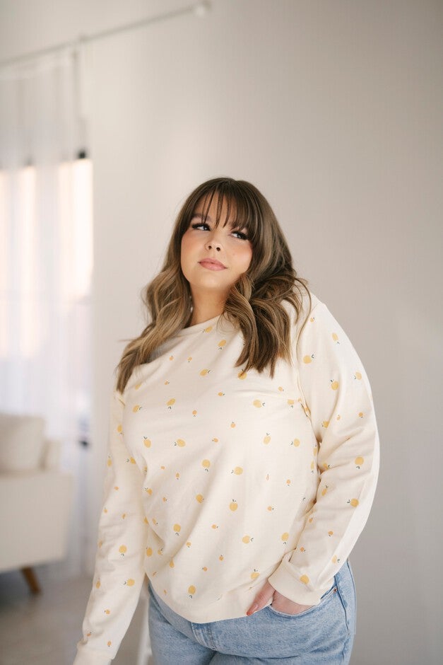 Peachy Keen Organic Cotton Pullover, White / White, hi-res image number 0