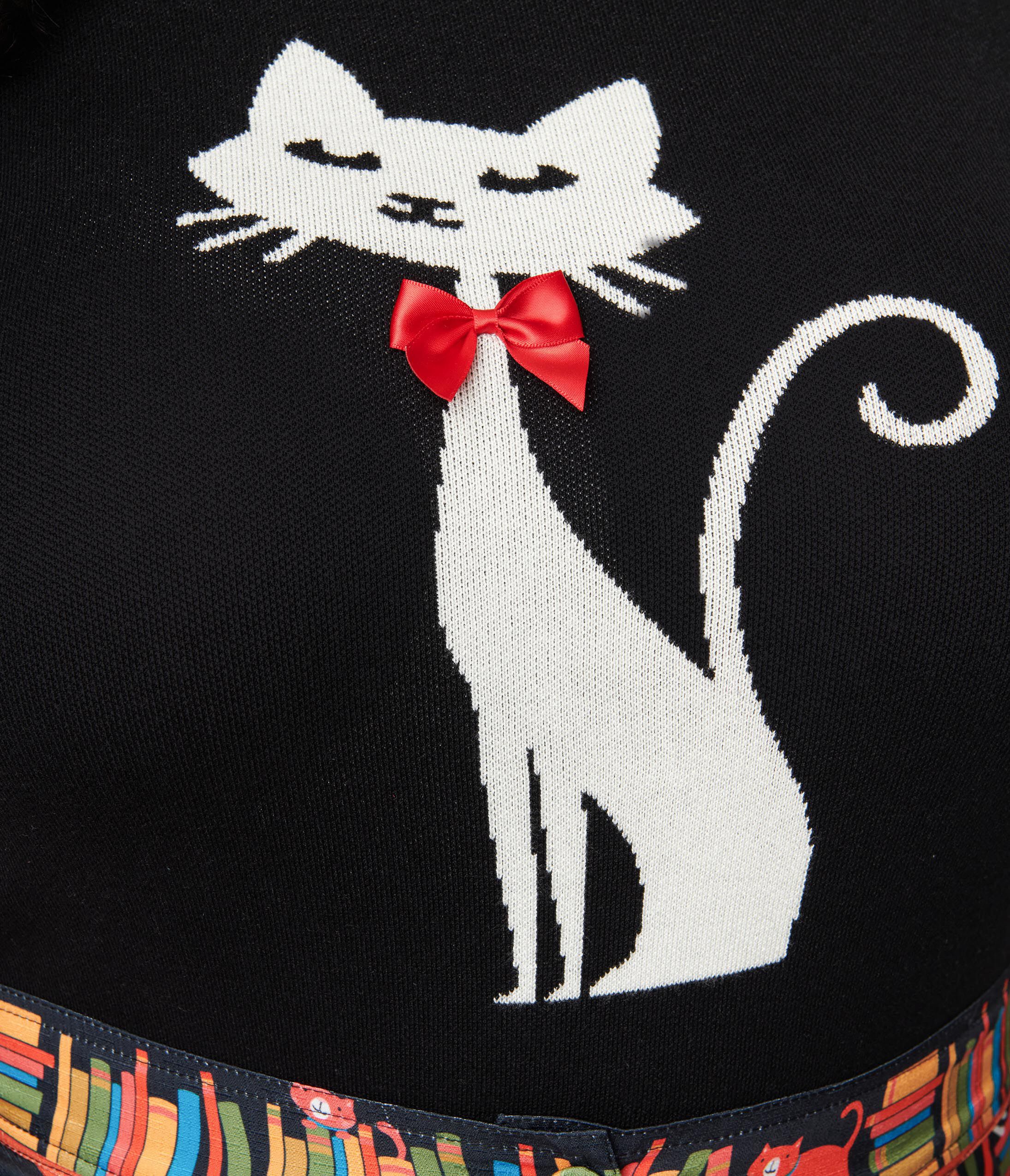 Unique Vintage Black & White Cat Sweater, BlackCat / Black, alternate image number 3