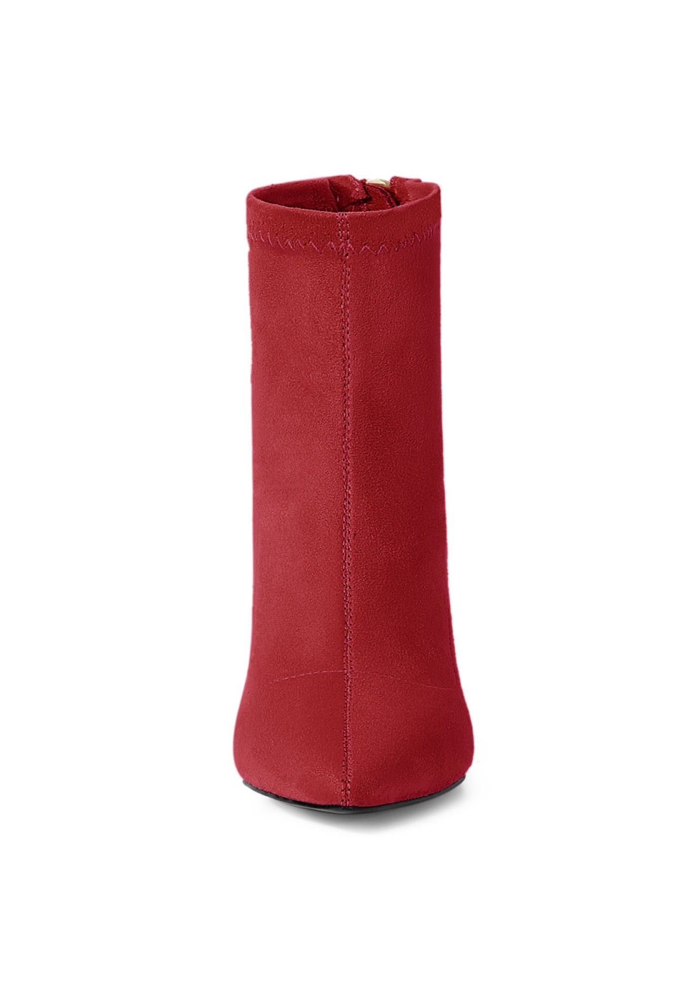 Pointed Toe Zipper Chunky Heels Ankle Boots, Red / Red, alternate image number 2