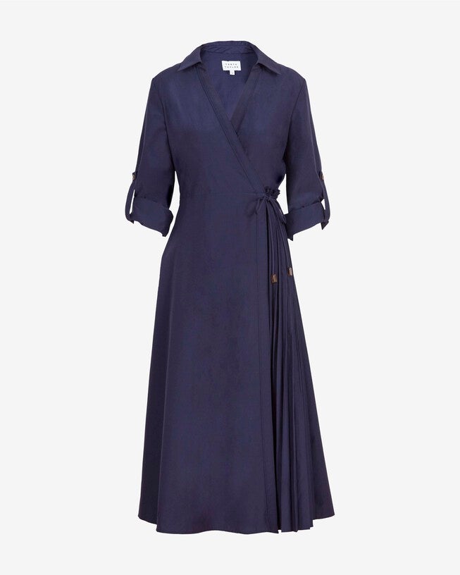 Long Sleeve Midi Shivon Dress, Maritime Blue / Navy, alternate image number 4