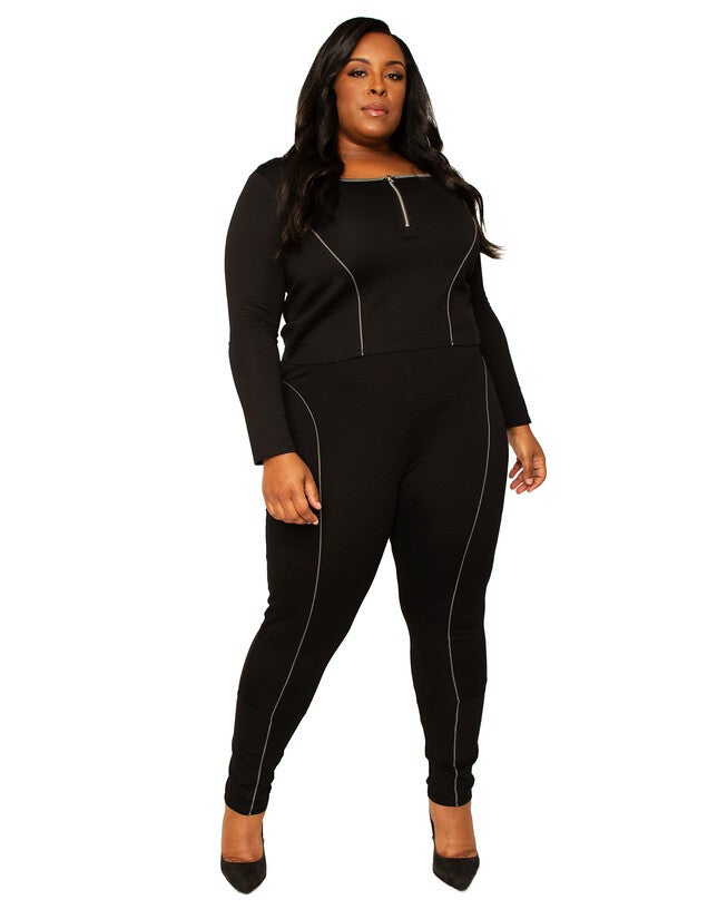 Coco Square Zip Moto Top, BLACK / Black, alternate image number 3