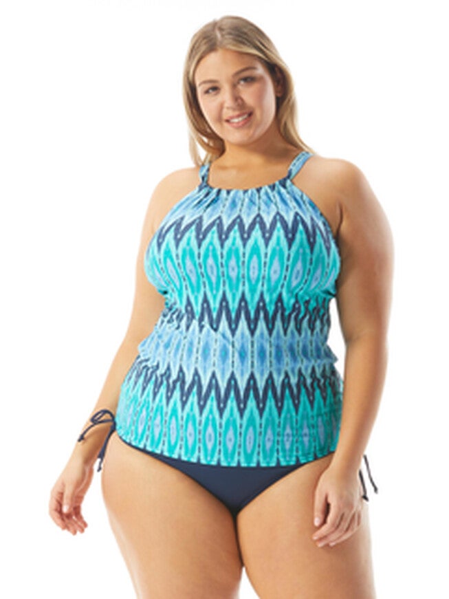 Blair High Neck Geometric Tankini Top, Admiral / Navy, hi-res image number 0