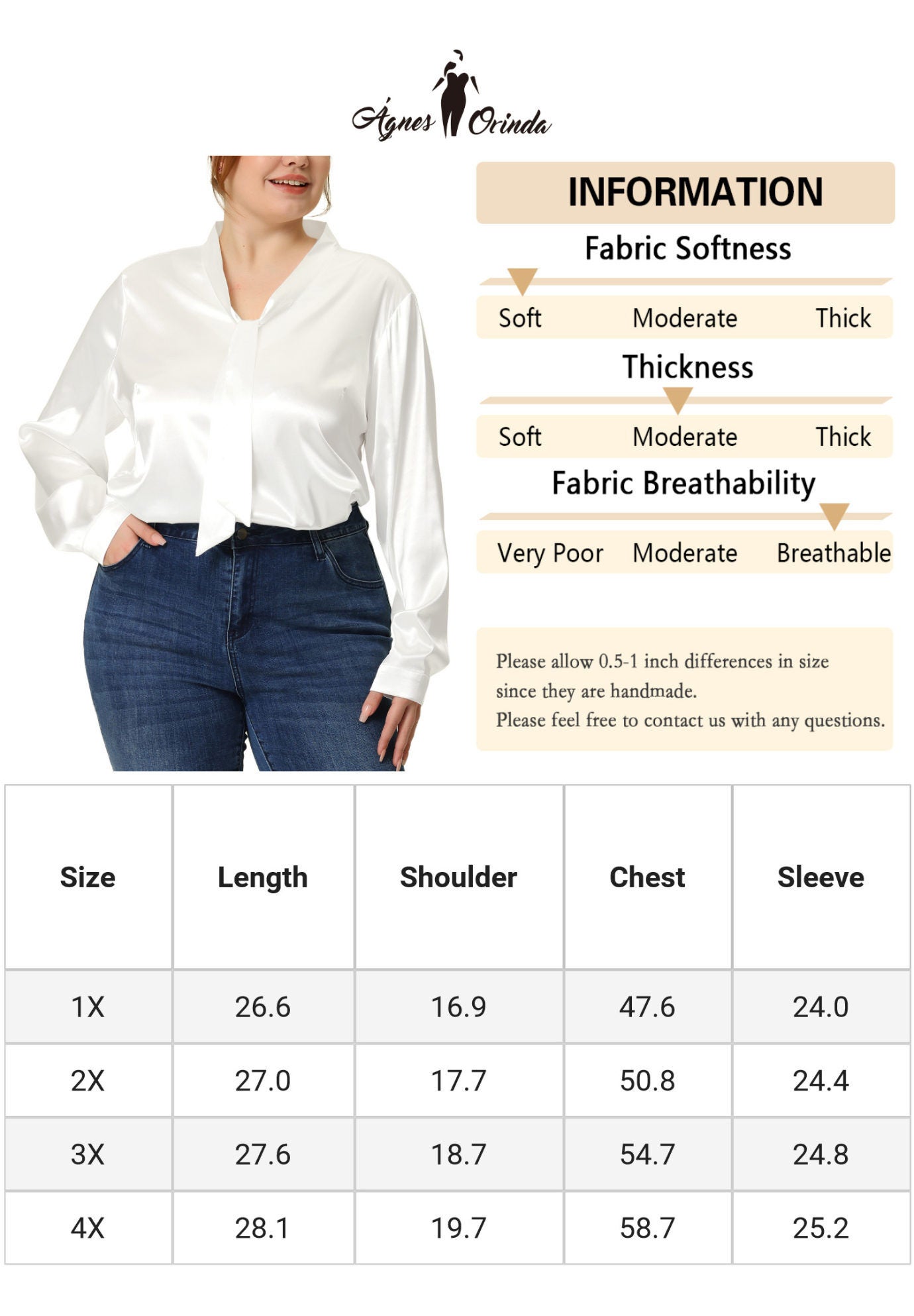 Tie Neck Satin Top Blouse, White / White, alternate image number 4