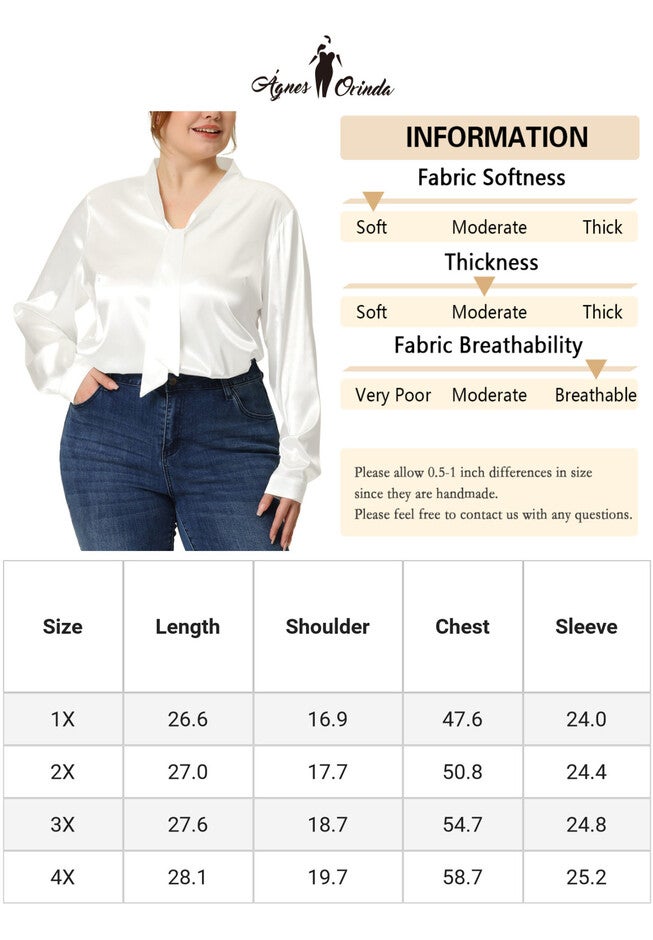Tie Neck Satin Top Blouse, White / White, alternate image number 4
