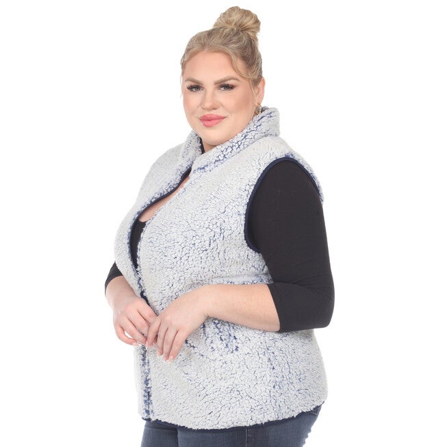 Zip up sherpa vest, Sheep Blue / Light Blue, alternate image number 2
