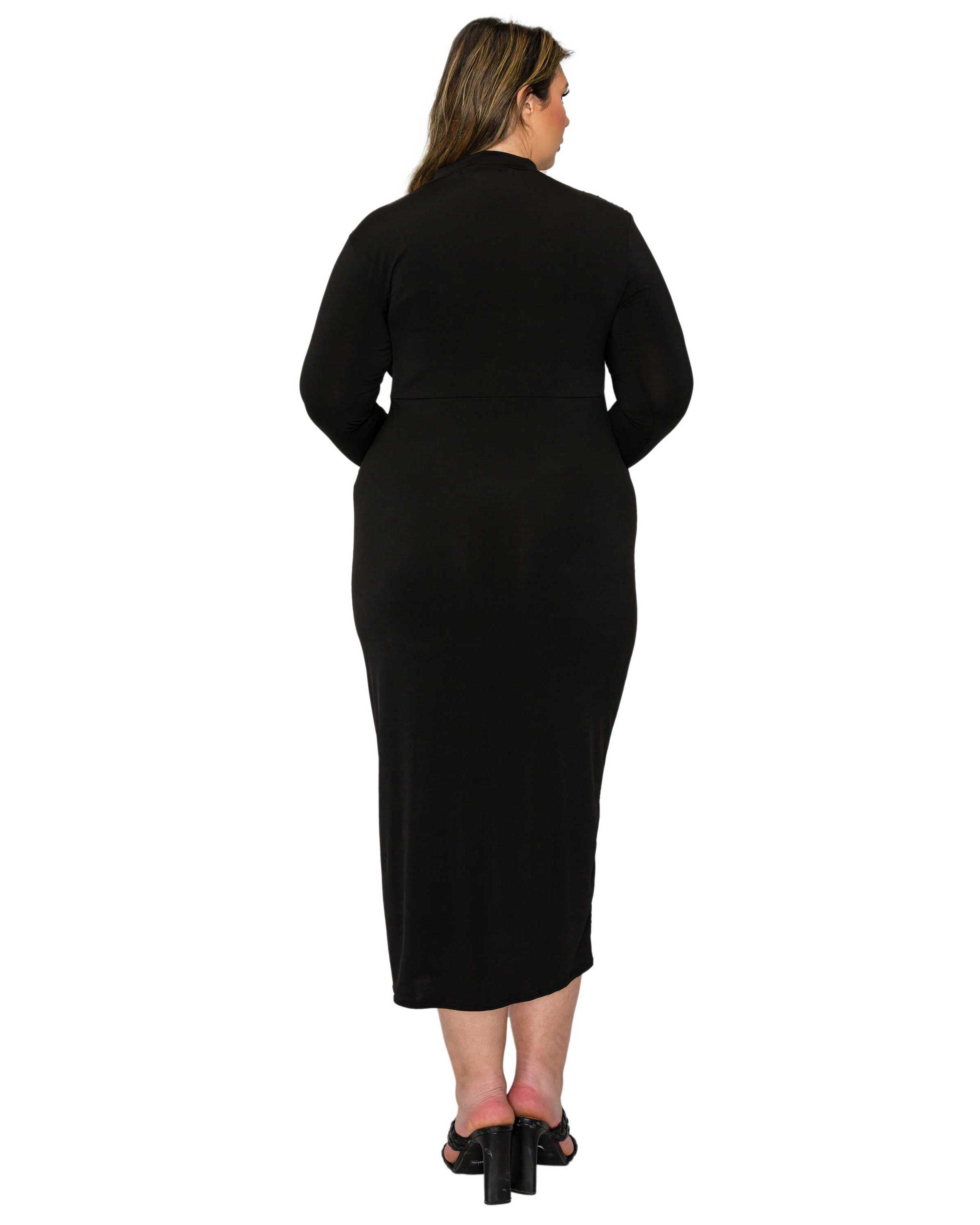 Aurora Ruffled Bodycon Dress, Black / Black, alternate image number 2