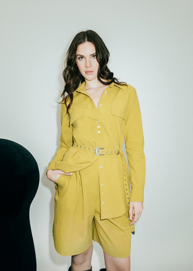 Belted Trouser Short, CHARTREUSE / Chartreuse, alternate image number 1