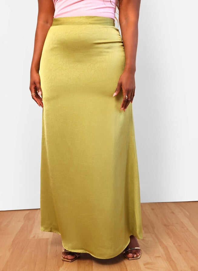 CELINE MAXI SHIFT SKIRT - CHARTREUSE, Green / Chartreuse, alternate image number 2