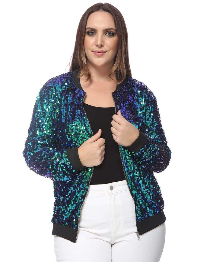 Sequin Bomber Jacket, , alternate image number null