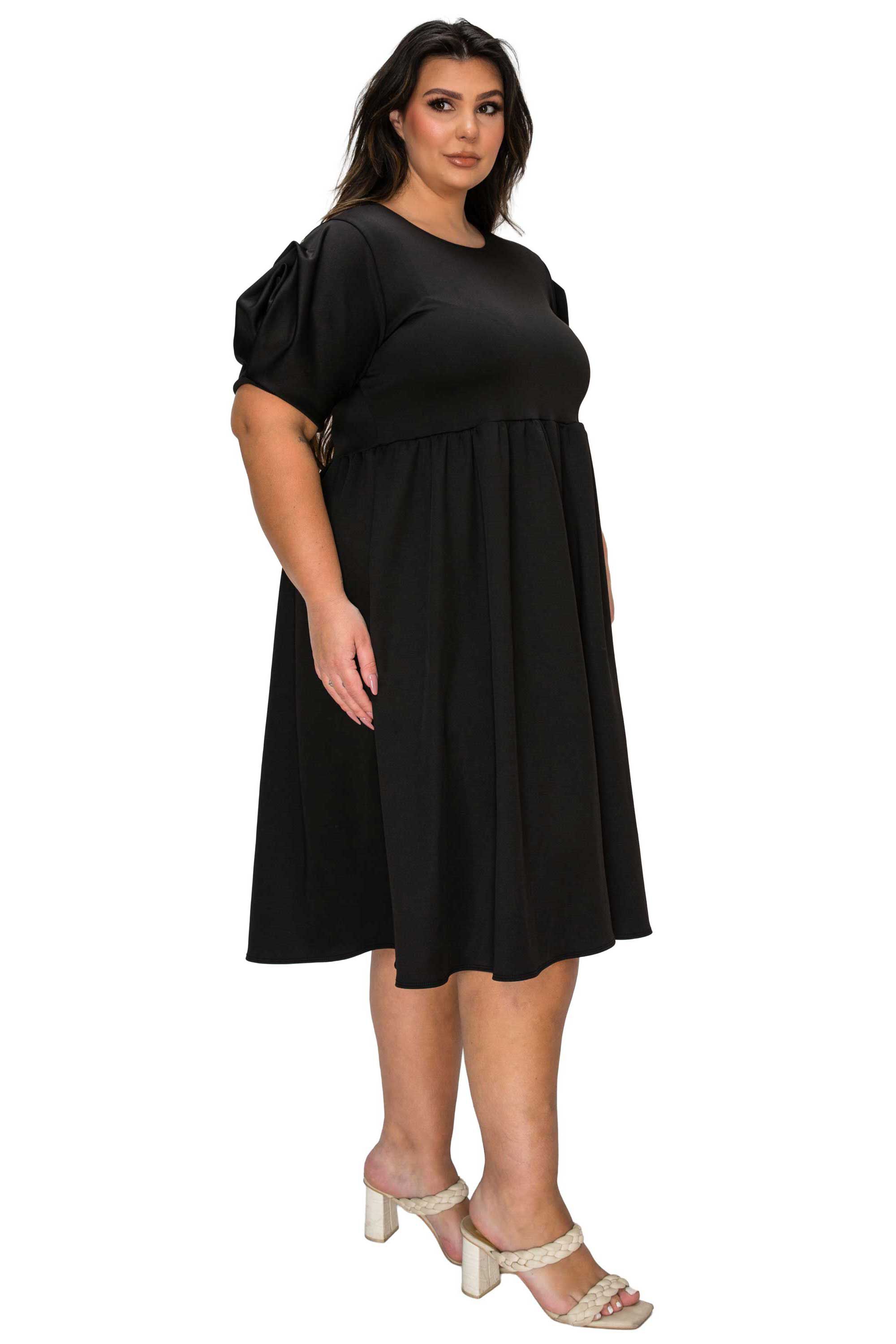 Rosie Florette Sleeve Midi Dress, Black / Black, alternate image number 1