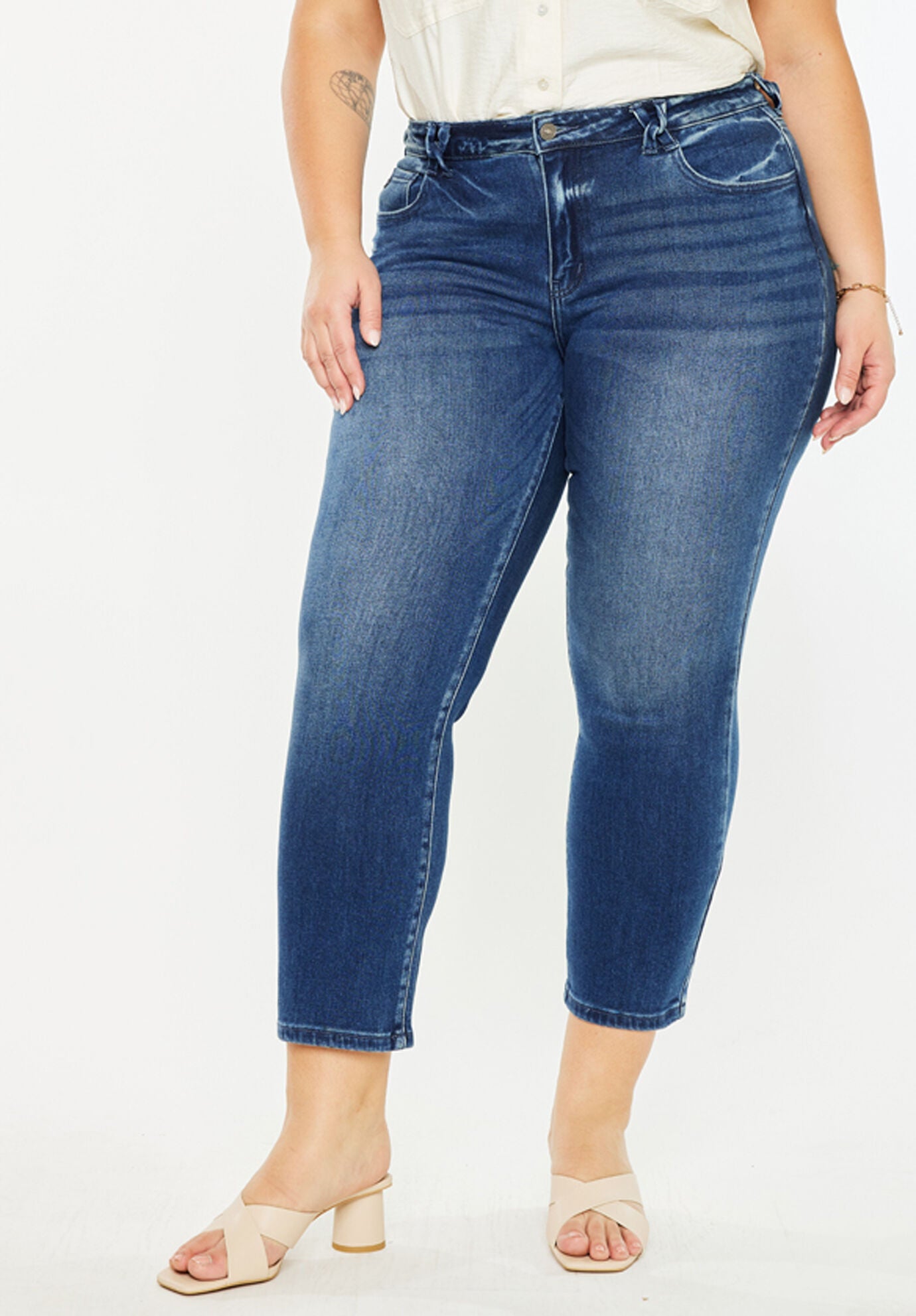 Candice Mid Rise Slim Straight (Plus Size), Dark Wash / Dark Wash, alternate image number 1