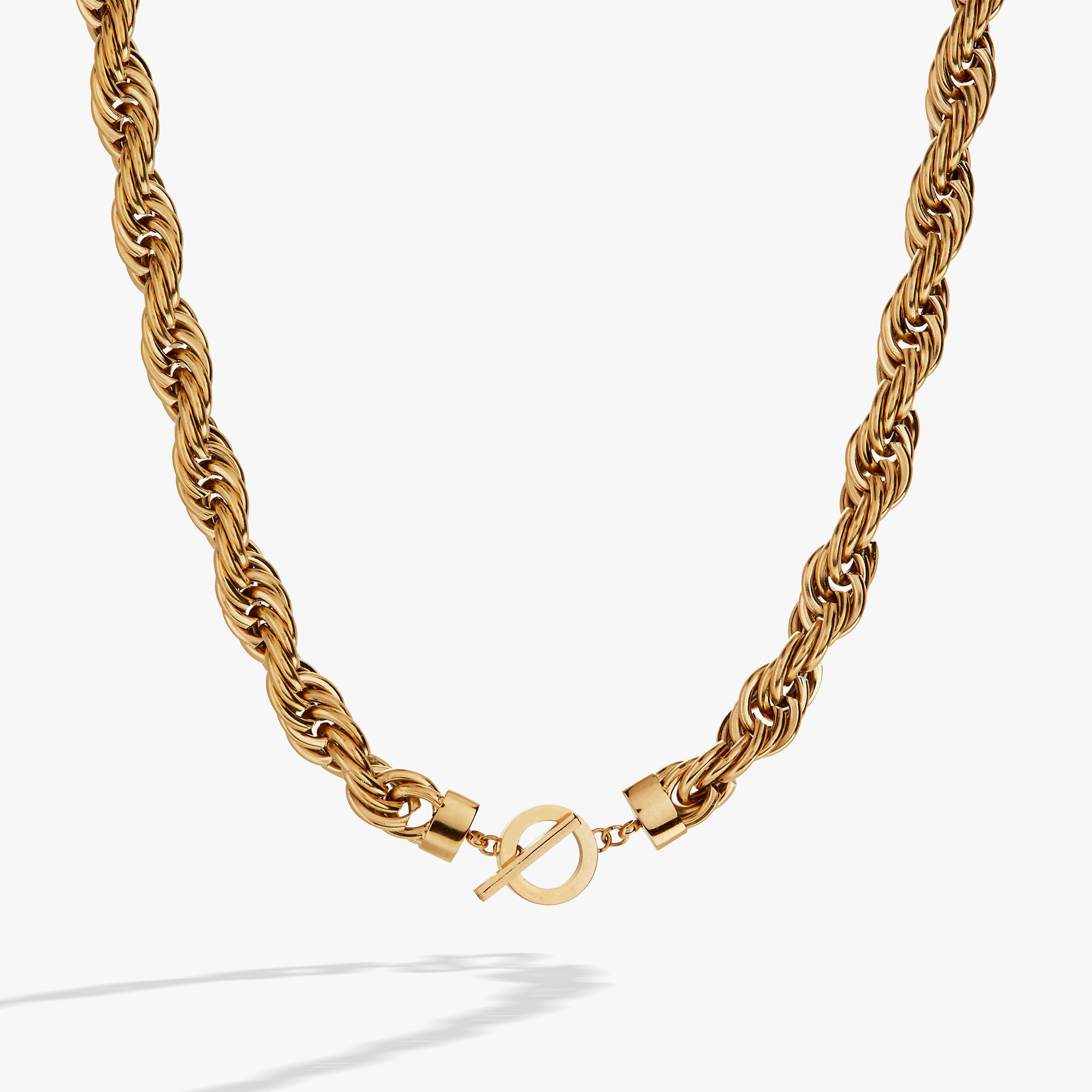 Large Rope Chain Toggle Necklace, Gold / Gold, hi-res image number 0